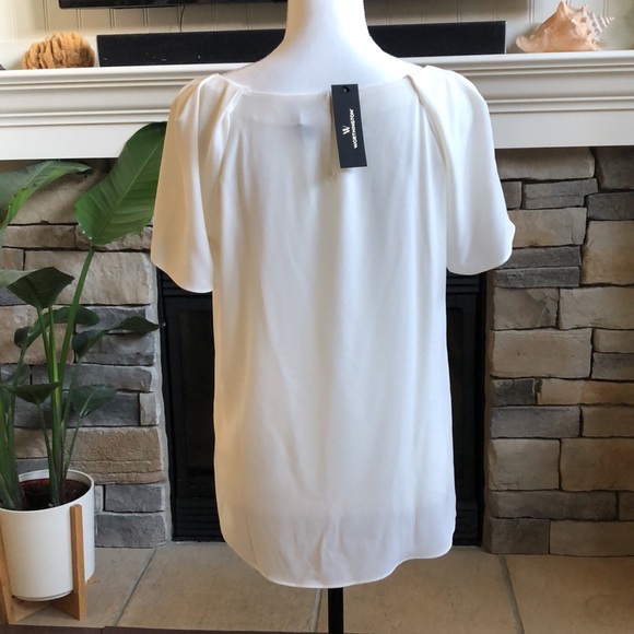 NWT Worthington cream short sleeve blouse size medium - Picture 3 of 5